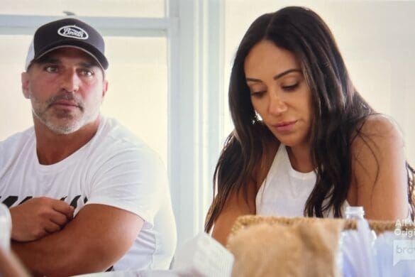 RHONJ's Joe Gorga and Melissa Gorga looking somber while discussing family drama