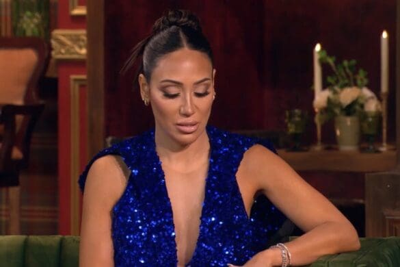 Melissa Gorga hangs her head in shame at RHONJ reunion.