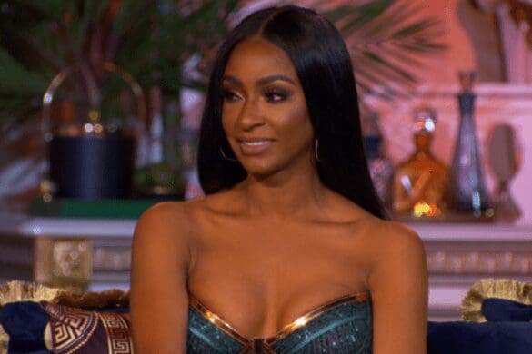 Guerdy Abraira wearing gold and teal sequin gown at RHOM season 4 reunion