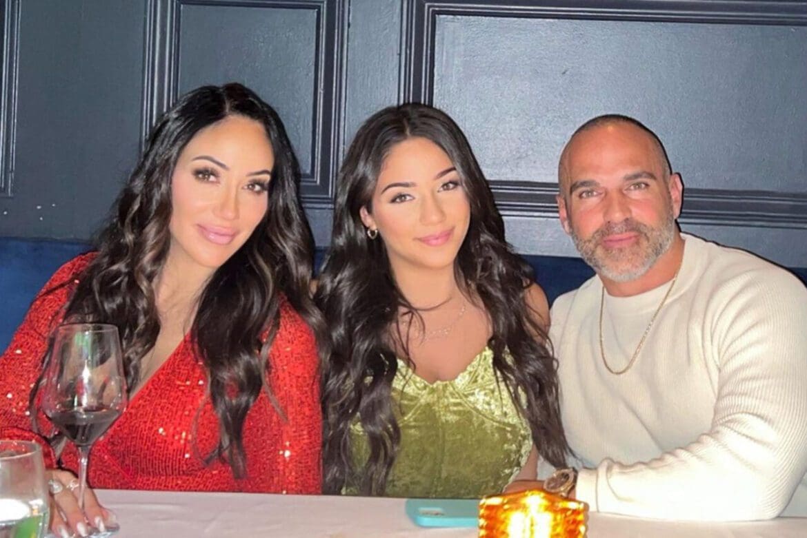 rhonj-melissa-gorga-antonia-gorga-porche Melissa Gorga Antonia Gorga and Joe Gorga pose for family photo at restaurant in New York City after attending red carpet event