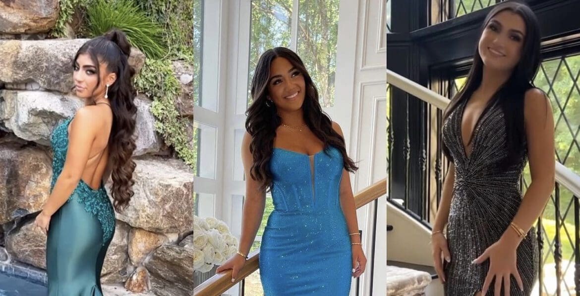 Milania Giudice, Antonia Gorga, and Gabriella Giudice pose for photos in their prom dresses.