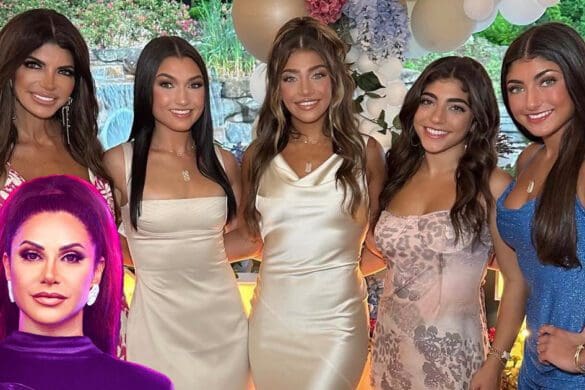 Teresa Giudice poses with daughters Gia, Gabriella, Milania, and Audriana at graduation party; Jennifer Aydin in season 13 cast photo