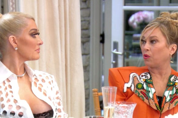 Erika Jayne and Sutton Stracke argue at Kathy Hilton's dinner party on RHOBH