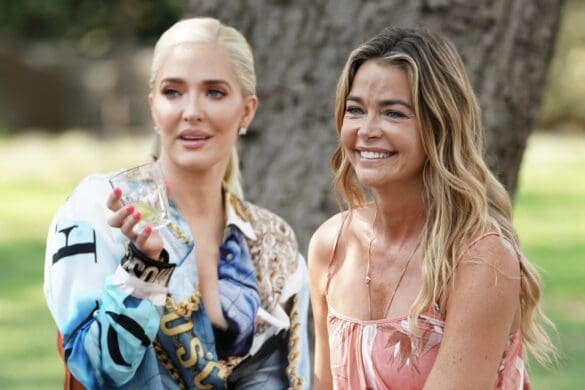 RHOBH stars Erika Jayne and Denise Richards share a laugh during a BBQ at Kyle Richards' house