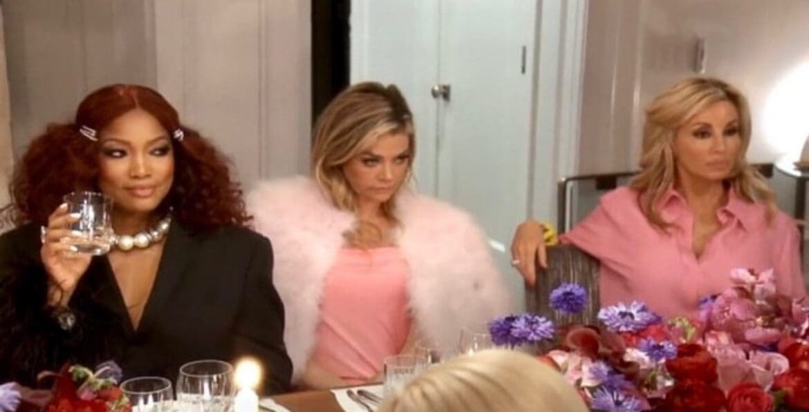 Garcelle Beauvais, Denise Richards, and Camille Grammer watch the drama go down on RHOBH.