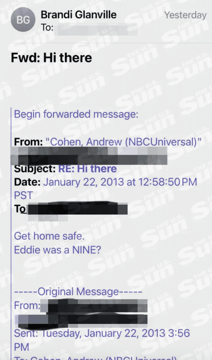 Emails sent between WWHL host Andy Cohen and RHOBH alum Brandi Glanville