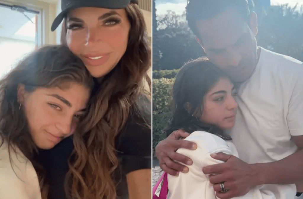 RHONJ's Milania Giudice can be seen crying as she hugs her mom, Teresa Giudice, and stepdad Luis Ruelas goodbye.