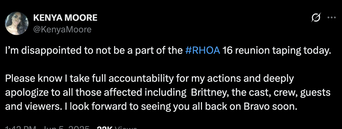 Brit Eady Skips RHOA Reunion Taping While Kenya Moore Reacts to Not Being Invited 7 Brit Eady Skips RHOA Reunion Taping While Kenya Moore Reacts to Not Being Invited