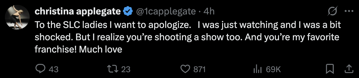 Christina Applegate Apologizes to ‘RHOSLC’ Cast After Calling Their Behavior “Super Gross” Toward ‘Below Deck’ Crew