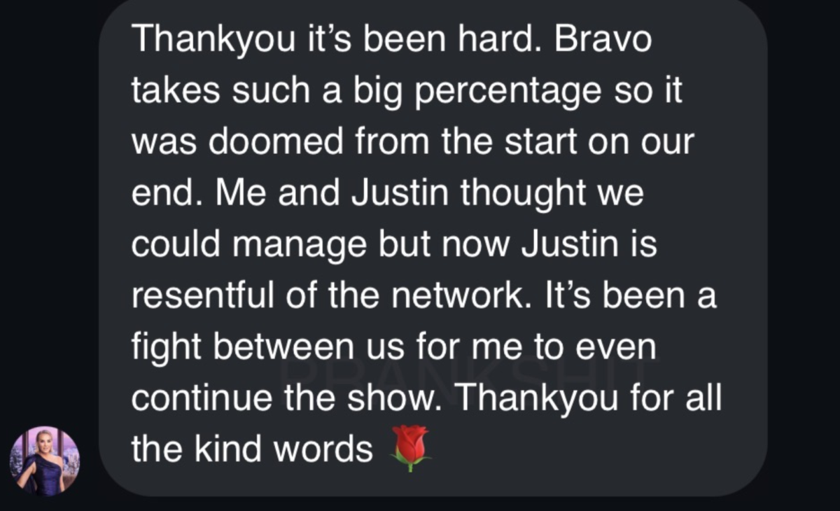 Whitney Rose Admits Husband Justin Is Fed Up With Bravo in Leaked DM