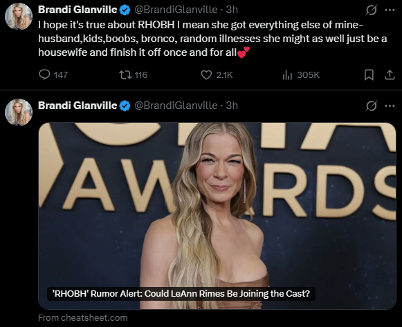 Brandi Glanville Mocks LeAnn Rimes After Rumors She Could Join ‘RHOBH’